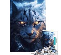 Rompecabezas de 1000 Piezas para Adolescentes Rayo Lince Ojo Brillante Juego Educativo Juguete de Desafío Regalo para Cumpleaños Decoración de Pared (Tamaño 38x52cm)