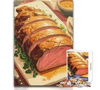 Rompecabezas de 1000 Piezas para Adolescentes Rebanadas de Carne Wellington en Bandeja Diversión Familiar y Noche de Juegos Desafío difícil Gran Regalo Tamaño 50x75cm