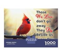 Rompecabezas De 1000 Piezas para Adolescentes Red Cardinal & Memorial Sympathy Quote Rompecabezas para Adultos Juego Práctico Carrera De Velocidad De Manos Regalos Y Cumpleaños Únicos 38x26cm/1000pcs