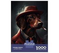 Rompecabezas De 1000 Piezas para Adolescentes Red Dachshund Gangster Rompecabezas para Adultos Juegos Relajantes Montaje De Patrones Regalos para Amigos Y Familiares 70x50cm/1000pcs