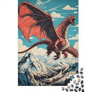 Rompecabezas De 1000 Piezas para Adolescentes Red Dragon Mountain Art Print Rompecabezas Juegos Divertidos Desafío Difícil Cumpleaños Y Navidad 52x38cm/1000pcs