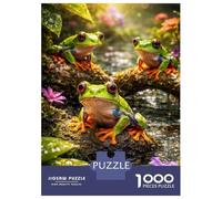 Rompecabezas De 1000 Piezas para Adolescentes Red-Eyed Tree Frogs in A Lush Forest Rompecabezas para Adultos Juguete Decoración De Pared Decoración Cumpleaños, Navidad 52x38cm/1000pcs