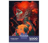 Rompecabezas De 1000 Piezas para Adolescentes Red Floral Cyberpunk Girl Rompecabezas para Adultos Juego Práctico Pero Divertido Y Humorístico para Cumpleaños, Navidad 52x38cm/1000pcs
