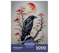 Rompecabezas De 1000 Piezas para Adolescentes Red Moon Japan Raven Rompecabezas para Adultos Juego De Ingenio Decoración Cumpleaños 70x50cm/1000pcs