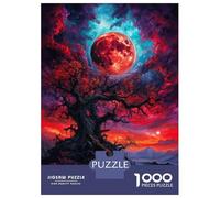 Rompecabezas De 1000 Piezas para Adolescentes Red Moon Landscape Rompecabezas para Adolescentes Juego De Ingenio Decoración De Pared Difícil Y Desafiante 52x38cm/1000pcs