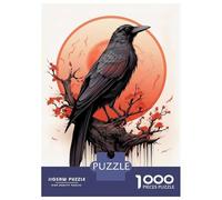 Rompecabezas De 1000 Piezas para Adolescentes Red Moon Raven Ink Rompecabezas para Adultos Juguetes Antiestrés Ensamblaje De Patrones Desafiante De Completar 70x50cm/1000pcs