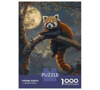 Rompecabezas De 1000 Piezas para Adolescentes Red Panda Moon Tree Night Rompecabezas para Adultos Juego De Ingenio Una Obra De Arte Gran Regalo para Jugar 70x50cm/1000pcs