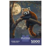 Rompecabezas De 1000 Piezas para Adolescentes Red Panda Moon Tree Night Rompecabezas para Adultos Juegos De Relajación Desafío Difícil Desafío Educativo 38x26cm/1000pcs