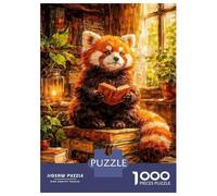 Rompecabezas De 1000 Piezas para Adolescentes Red Panda Reading A Book Rompecabezas para Adolescentes Juguetes Antiestrés Patrón De Ensamblaje Desafío Educativo 70x50cm/1000pcs