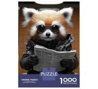 Rompecabezas De 1000 Piezas Para Adolescentes Red Panda Reading Newspaper on Toilet Poster, Picture, Metal Print, Paint by Melvina Poole Rompecabezas Para Adolescentes Juego Práctico Desafío Difícil O