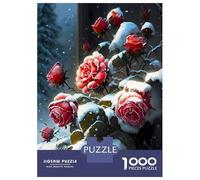 Rompecabezas De 1000 Piezas para Adolescentes Red Rose Flowers in Snow Rompecabezas para Adultos Juegos Relajantes Regalo De Cumpleaños Desafiante De Completar 70x50cm/1000pcs
