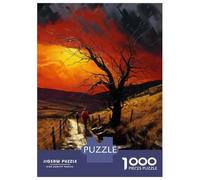 Rompecabezas De 1000 Piezas para Adolescentes Red Sky Pathway Painting Rompecabezas para Adolescentes Juegos Relajantes Decoración Juego Desafiante Regalos 38x26cm/1000pcs