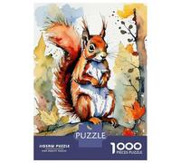 Rompecabezas De 1000 Piezas para Adolescentes Red Squirrel Watercolor Painting Rompecabezas para Adultos Juegos Relajantes Ensamblaje De Patrones Regalos De Cumpleaños Y Únicos 52x38cm/1000pcs