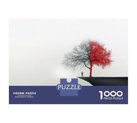 Rompecabezas De 1000 Piezas para Adolescentes Red Tree on Cliff Edge Rompecabezas para Adultos Juegos De Relajación Ensamblaje De Patrones Diversión En Casa Actividades, 70x50cm/1000pcs