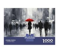 Rompecabezas De 1000 Piezas para Adolescentes Red Umbrella Rainy Day Rompecabezas para Adultos Juego Práctico Decoración del Hogar Cumpleaños Y Navidad 38x26cm/1000pcs