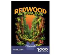 Rompecabezas De 1000 Piezas para Adolescentes Redwood National Park Illustration Rompecabezas para Adultos Juego De Ingenio Decoración Cumpleaños 38x26cm/1000pcs