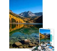 Rompecabezas de 1000 Piezas para Adolescentes Reflejo de Lago Alpino en otoño Difícil y desafiante Actividades Familiares Decoración del hogar Juguetes para Mayores de 14 años Juego Incluido