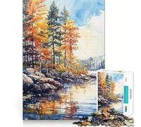 Rompecabezas de 1000 Piezas para Adolescentes Reflejo de Lago otoñal,Encaje, Arte,Juego Mental,Regalo,Tiempo de Descanso,diversión,Navidad,Ocio,Arte (50x75cm)