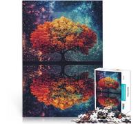 Rompecabezas de 1000 Piezas para Adolescentes Reflejo de un árbol en el Cielo Estrellado Desafiante Difícil Apto para Parejas 52x38cm