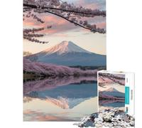Rompecabezas de 1000 Piezas para Adolescentes Reflejo del Monte Fuji y Las Flores de Cerezo Juegos educativos y desafiantes Regalos de cumpleaños para Mujeres (Tamaño 38x52cm)