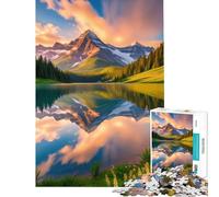 Rompecabezas de 1000 Piezas para Adolescentes Reflejo en un Lago de montaña Juego Educativo Juguetes Juegos educativos Regalos de cumpleaños patrón de Montaje (tamaño 50x75cm)