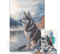 Rompecabezas de 1000 Piezas para Adolescentes: Reflejo Invernal de un Husky, Juego Imposible, Entrena tu Cerebro y Tus Manos, Regalo de cumpleaños, Regalos 38x52cm