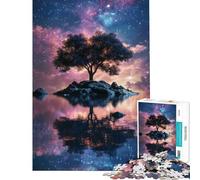 Rompecabezas de 1000 Piezas para Adolescentes Reflejos del árbol Estrellado - Rompecabezas para Adultos Juegos Familiares una Obra de Arte Juego desafiante Regalos (tamaño 38x52cm)