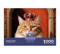 Rompecabezas De 1000 Piezas para Adolescentes Regal Cat Portrait with Crown Rompecabezas para Adultos Juguetes Antiestrés Difícil Difícil Cumpleaños Y Navidad 70x50cm/1000pcs