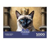 Rompecabezas De 1000 Piezas para Adolescentes Regal Siamese Cat Portrait with Crown Rompecabezas para Adultos Juguetes Antiestrés Difícil Difícil Cumpleaños Y Navidad 70x50cm/1000p
