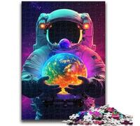 Rompecabezas de 1000 Piezas para Adolescentes, Regalo de Astronauta sosteniendo la Tierra, Rompecabezas de 1000 Piezas, cumpleaños para niños de 14 años en adelante, 38x26cm