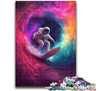Rompecabezas de 1000 Piezas para Adolescentes, Regalo de Astronauta surfeando, diversión Familiar Toda la Familia a Partir de los 14 años, 50x75cm