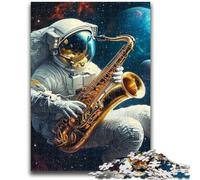 Rompecabezas de 1000 Piezas para Adolescentes, Regalo de Astronauta Tocando el saxofón, Ideal para Toda la Familia a Partir de los 14 años, 26x38cm