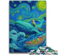 Rompecabezas de 1000 Piezas para Adolescentes, Regalo de Ballenas en el Cielo Nocturno, Juego Educativo, desafío, Juguete, Regalo de cumpleaños, 26x38cm