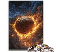 Rompecabezas de 1000 piezas para adolescentes, regalo de baloncesto con llamas, rompecabezas de 1000 piezas, para pasar el rato en casa con piezas de formas aleatorias totalmente entrelazadas, 38x26cm