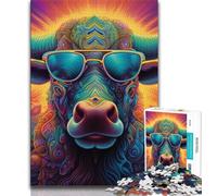 Rompecabezas de 1000 Piezas para Adolescentes, Regalo de búfalo, 1000 Piezas, para aliviar el estrés, desafío difícil, Juguetes de decoración del hogar (tamaño 75x50cm)