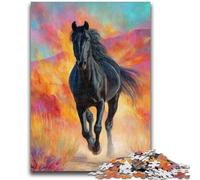 Rompecabezas de 1000 Piezas para Adolescentes,Regalo de Caballo Negro,Rompecabezas para Adolescentes,Alivio del estrés,Vacaciones en casa,Matar el Tiempo,Juguetes de decoración del hogar,38x26cm