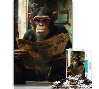 Rompecabezas de 1000 Piezas para Adolescentes, Regalo de chimpancé Leyendo un periódico, 1000 Piezas para Adultos, Juguete Educativo Intelectual descompresor, decoración (tamaño 75x50cm)