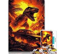 Rompecabezas de 1000 Piezas para Adolescentes Regalo de Dinosaurio en Llamas Rompecabezas de 1000 Piezas para Pasar el rato en casa con Piezas de Formas aleatorias Totalmente entrelazadas 75x50cm