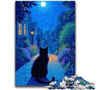 Rompecabezas de 1000 Piezas para Adolescentes, Regalo de Gato en la Carretera de Noche, Juego Educativo Familiar, decoración de Pared, cumpleaños y Navidad, 38x26cm