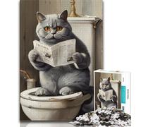 Rompecabezas de 1000 Piezas para Adolescentes, Regalo de Gato Lector, 1000 Piezas para Adolescentes, antiestrés, desafío difícil, Juguetes de decoración del hogar (tamaño 75x50cm)