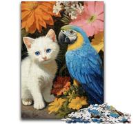 Rompecabezas de 1000 Piezas para Adolescentes, Regalo de Gato y Loro, Juego Educativo Familiar, decoración de Pared, cumpleaños y Navidad, 50x75cm