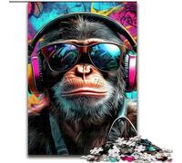 Rompecabezas de 1000 Piezas para Adolescentes, Regalo de Gorila con Auriculares, Ideal para el Aprendizaje y el Regalo Familiar tamaño 26x38cm