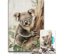 Rompecabezas de 1000 Piezas para Adolescentes, Regalo de Koala, desafío difícil para aliviar el estrés con póster a Juego y Hoja de Trivia (38x26cm)