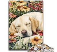 Rompecabezas de 1000 Piezas para Adolescentes, Regalo de Labrador Entre Las Flores, antiestrés, desafío difícil, Mejora el Amor en Pareja, 50x75cm