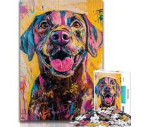 Rompecabezas de 1000 Piezas para Adolescentes Regalo de Labrador Retriever Pintura al óleo Rompecabezas para Adolescentes Alivio del estrés Vacaciones en casa Matar el Tiempo decoración del hogar