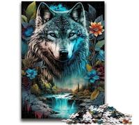 Rompecabezas de 1000 Piezas para Adolescentes, Regalo de Mandala Jungle Wolf, Apto para Mayores de 14 años, Juegos Familiares, Regalo para Toda la Familia, 26x38cm