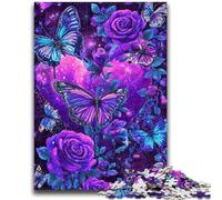 Rompecabezas de 1000 Piezas para Adolescentes, Regalo de Mariposa Morada, antiestrés, desafío difícil, Adecuado para decoración de Escritorio, 26x38cm