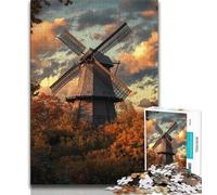 Rompecabezas de 1000 Piezas para Adolescentes Regalo de Molino de Viento otoñal Rompecabezas de 1000 Piezas Juguete Educativo para aliviar el estrés Regalo para Amigos y Familiares 75x50cm
