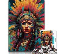 Rompecabezas de 1000 Piezas para Adolescentes,Regalo de Mujer nativa Americana,Rompecabezas para Adultos,para aliviar el estrés,Pasar el rato y entretenerse,interacción Entre Padres e Hijos (38x26cm)