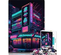 Rompecabezas de 1000 Piezas para Adolescentes, Regalo de Tokio neón japonés, Rompecabezas de 1000 Piezas, Ideal para Pasar Las Vacaciones en casa y Matar el Tiempo, con Papá Noel (tamaño 75x50cm)